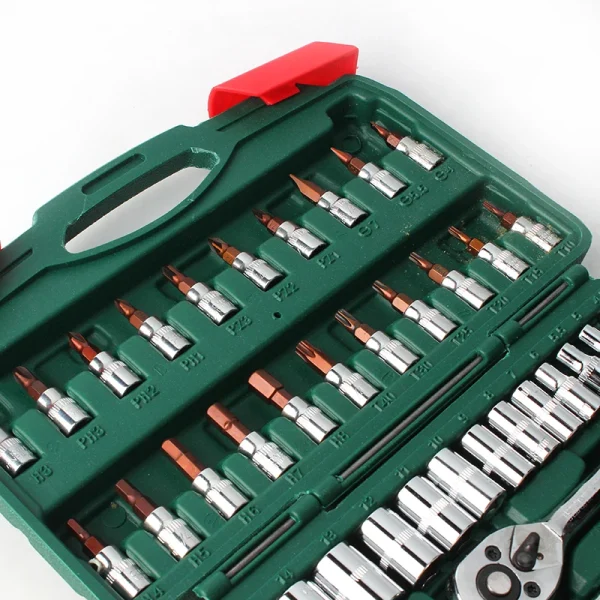 46 pcs multi functional 1/4 dr car repair tool box spanner socket wrench set kit hand tools kits