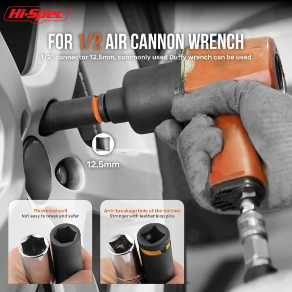 hi spec drive auto repair tool box set hand tools 1/2" inch color impact short long socket set for pneumatic wrenches oem odm