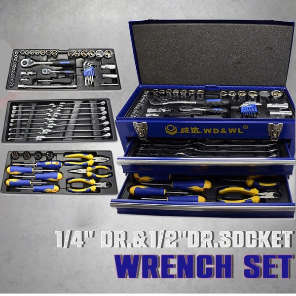 90pcs masters multifunctional ratchet socket wrench 3 layer mechanics tool repair box hand tool set for auto repair