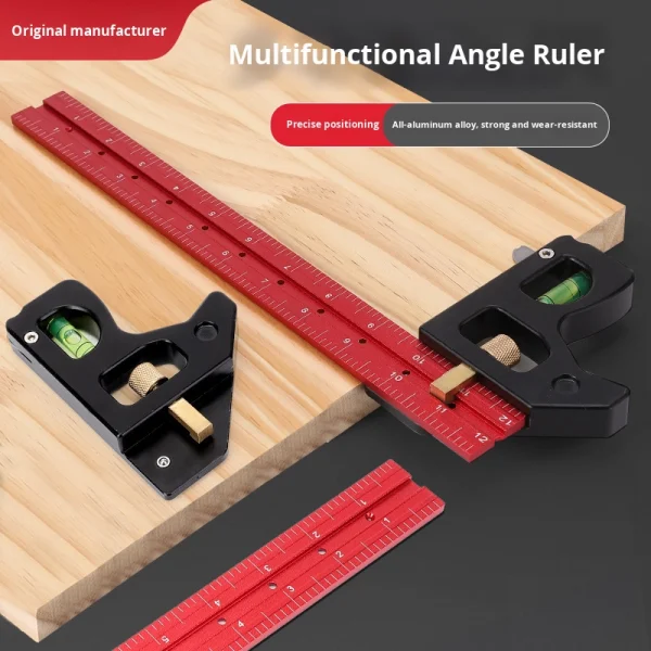 heavy duty combination square, aluminum alloy 45°/90°woodworking square, multifunctional rafter combo square measuring tools