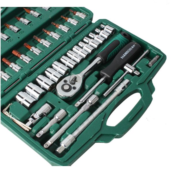 46 pcs multi functional 1/4 dr car repair tool box spanner socket wrench set kit hand tools kits